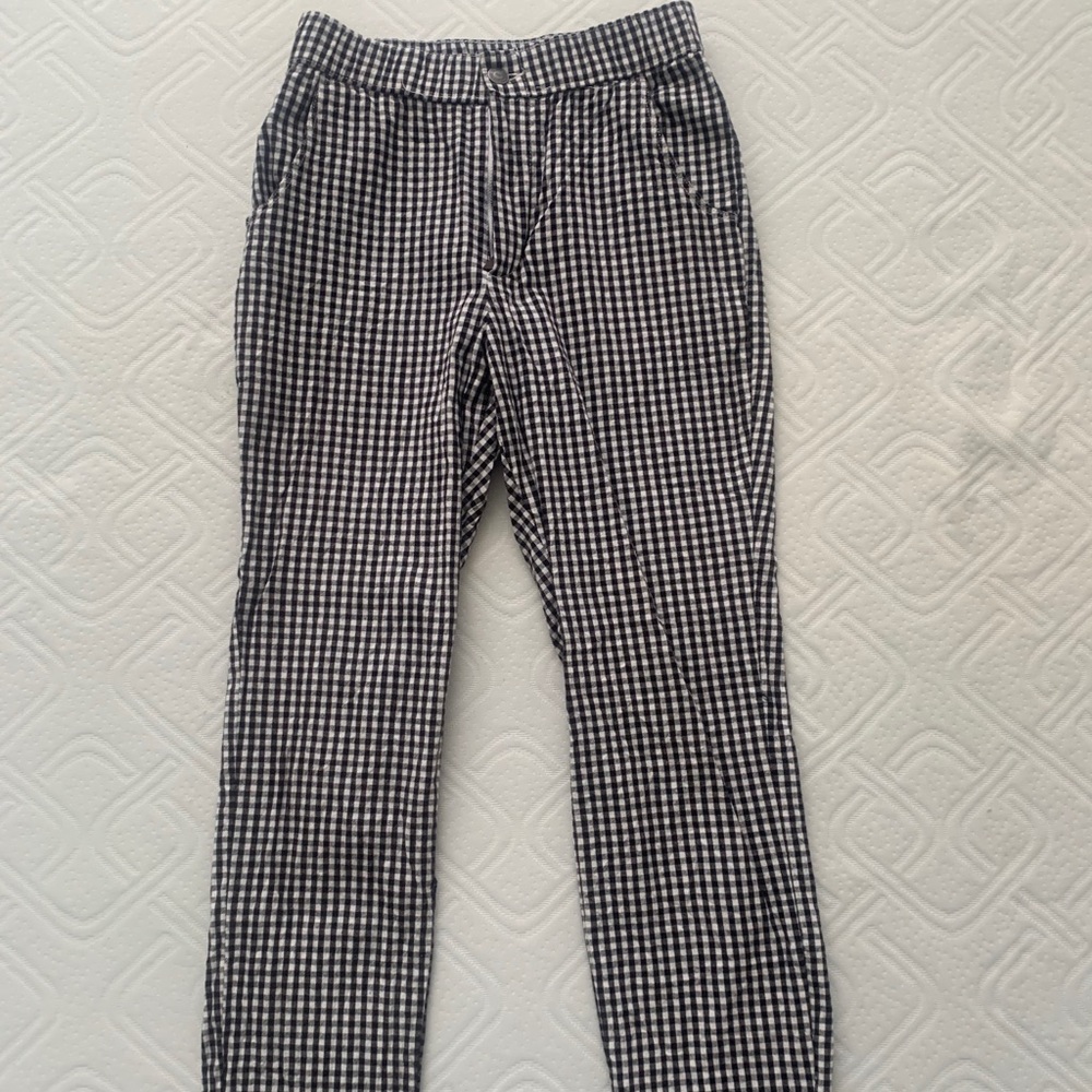 Black/White Checkered High Rise Pants Hollister